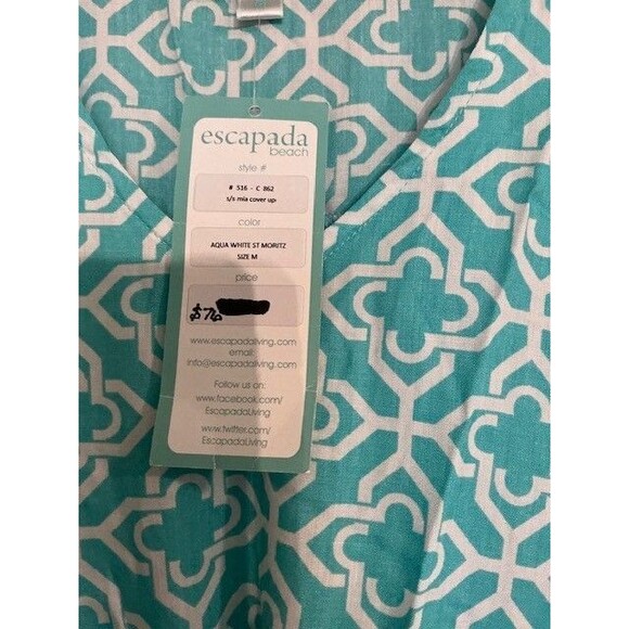 Escapada Short sleeve Mia Cover up in Aqua White St. Moritz Sz M NWT *** - Picture 3 of 4